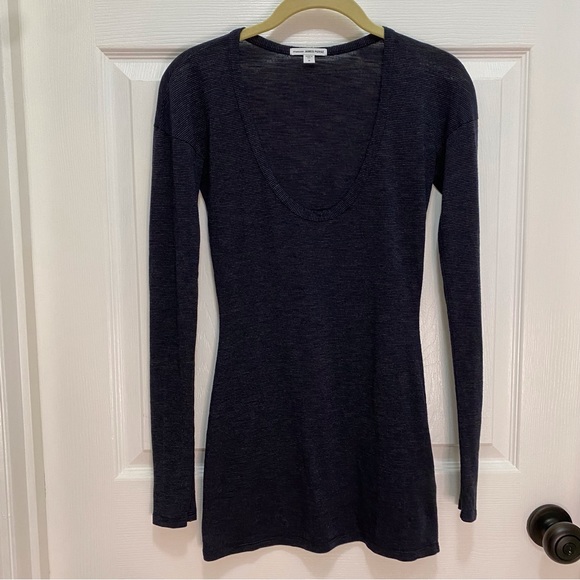 NWOT James Perse Pullover Modal Blend Womens Top Long Sleeve Navy Size 0 (XS) - Picture 5 of 8